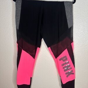 PINK Victoria's Secret Mesh Pink, Black, and grey leggings size L